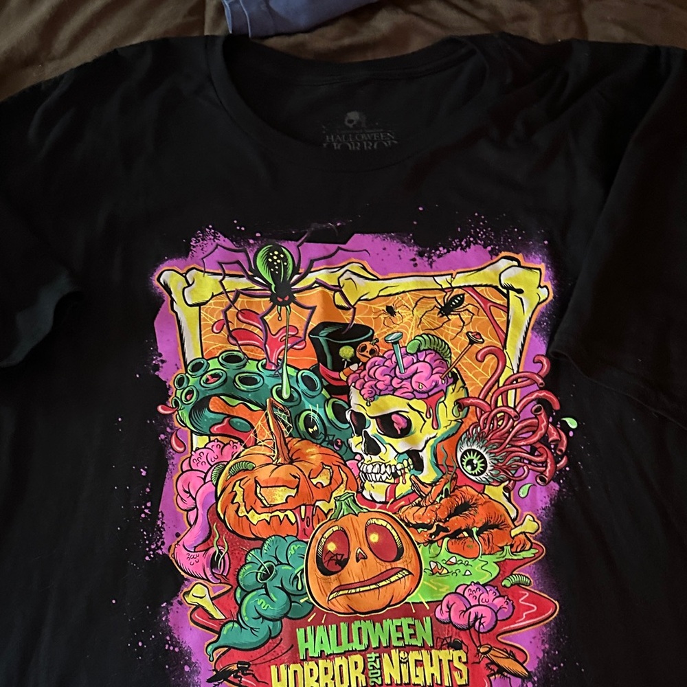 Universal Neon Halloween Skull & Pumpkin Graphic Tee
